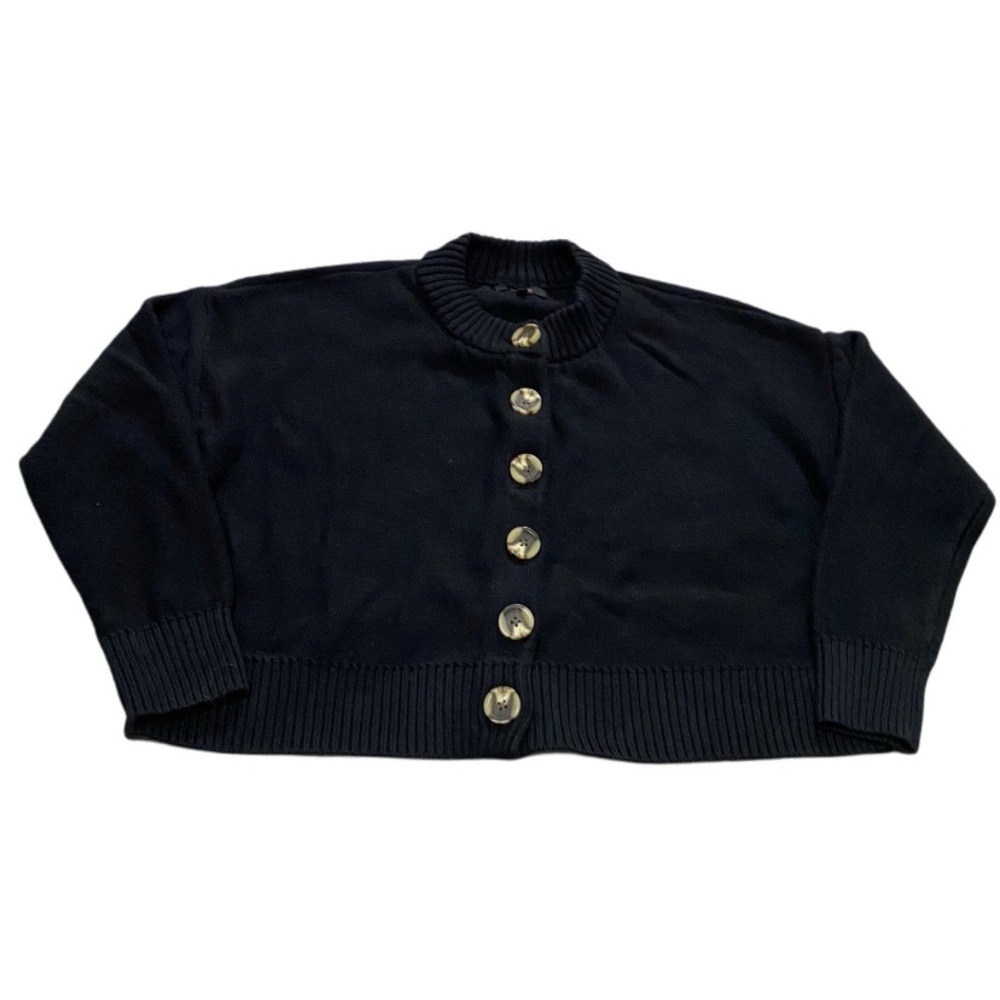 Quince 100% Organic Cotton Button Cropped Cardigan Small - Picture 2 of 8